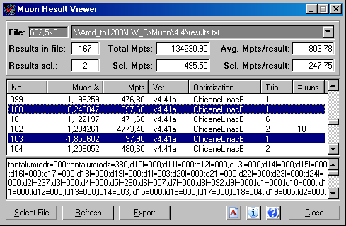 Muon result viewer screenshot